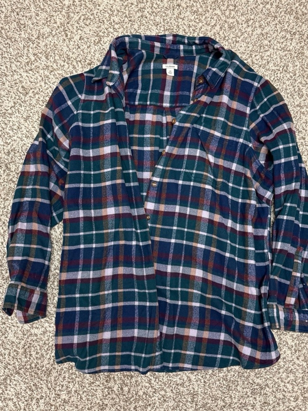 Plaid Button-Front Flannel Shirt - Green/Navy